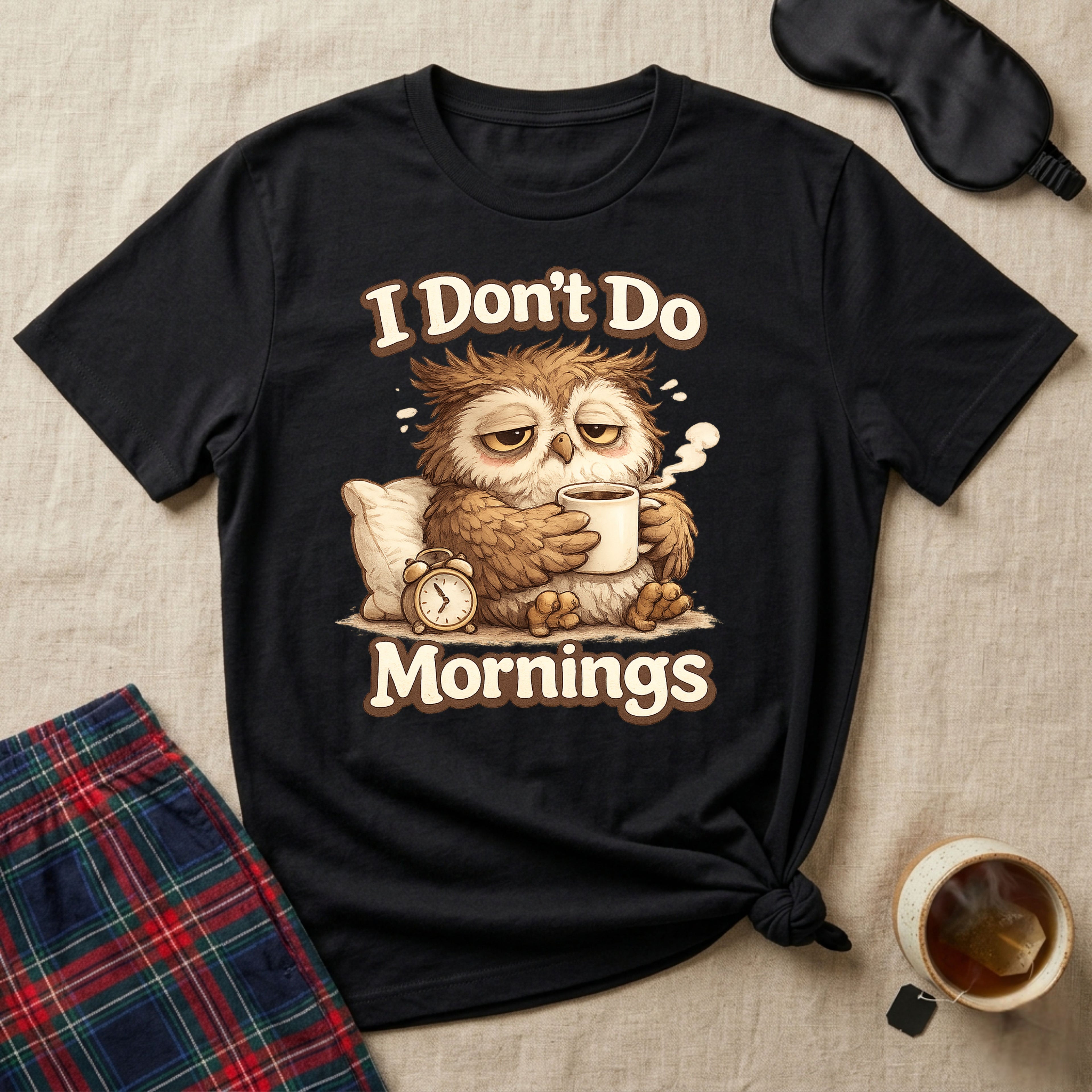 I Don't Do Mornings Owl T-Shirt