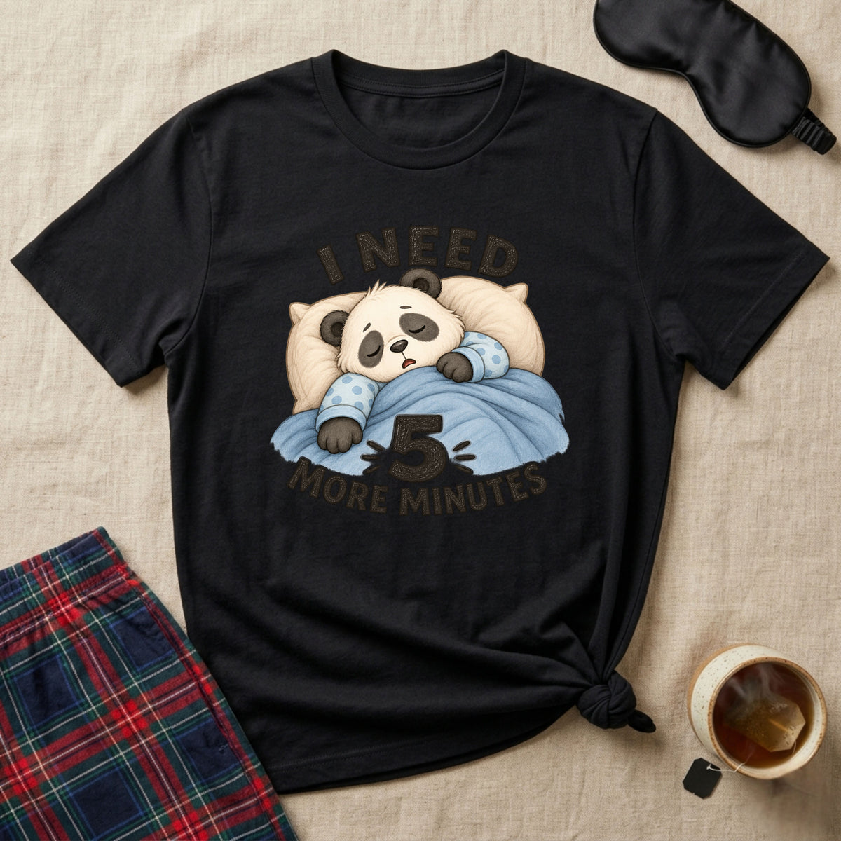 I Need 5 More Minutes Sleepy Panda T-Shirt