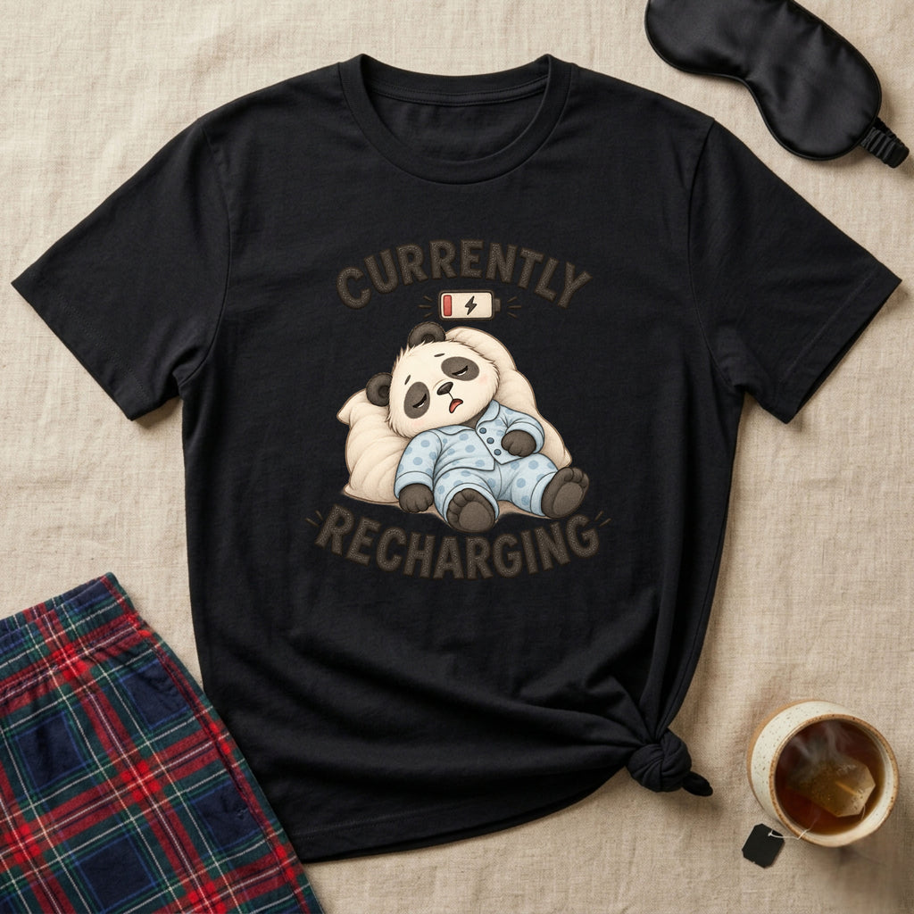 Currently Recharging Sleepy Panda T-Shirt
