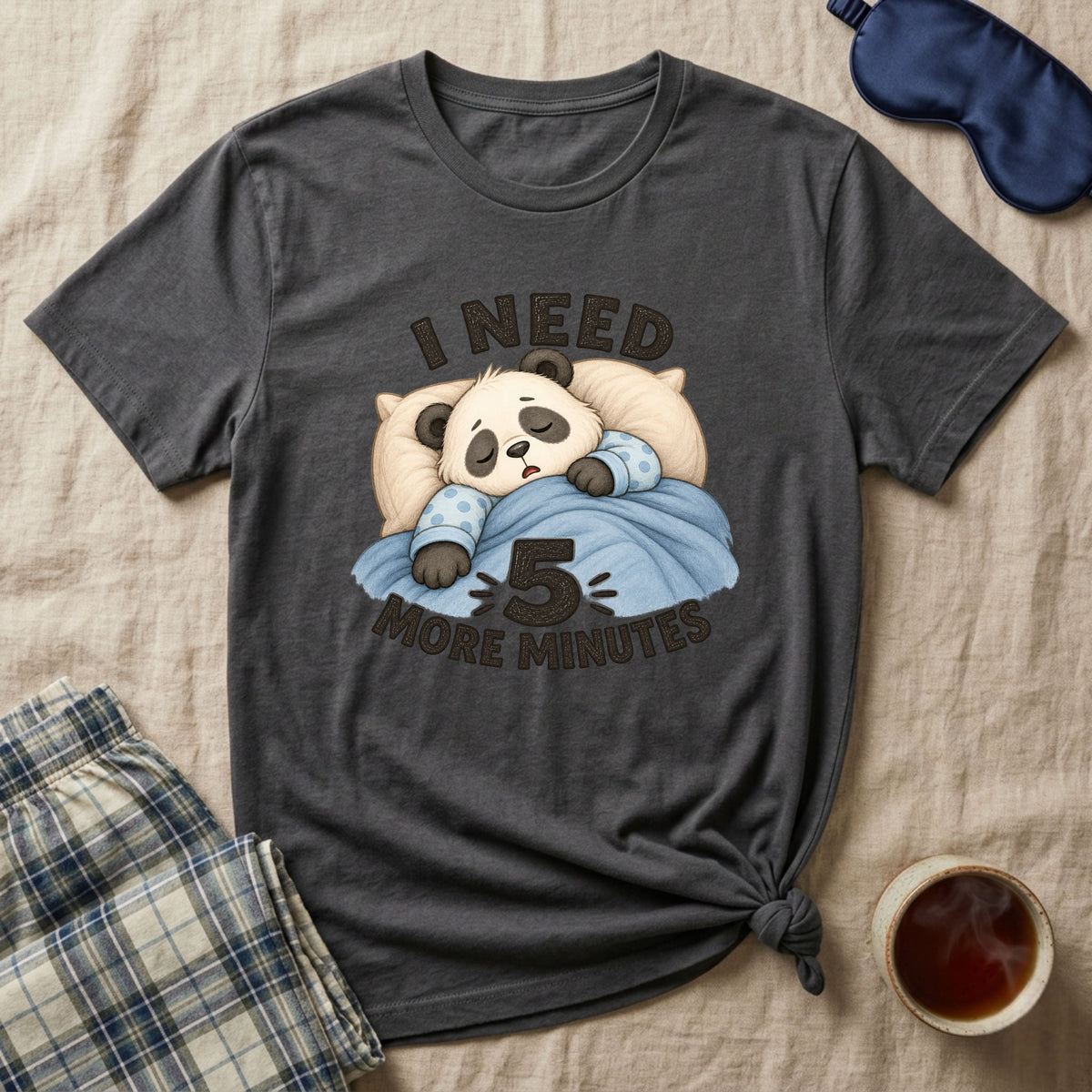 I Need 5 More Minutes Sleepy Panda T-Shirt