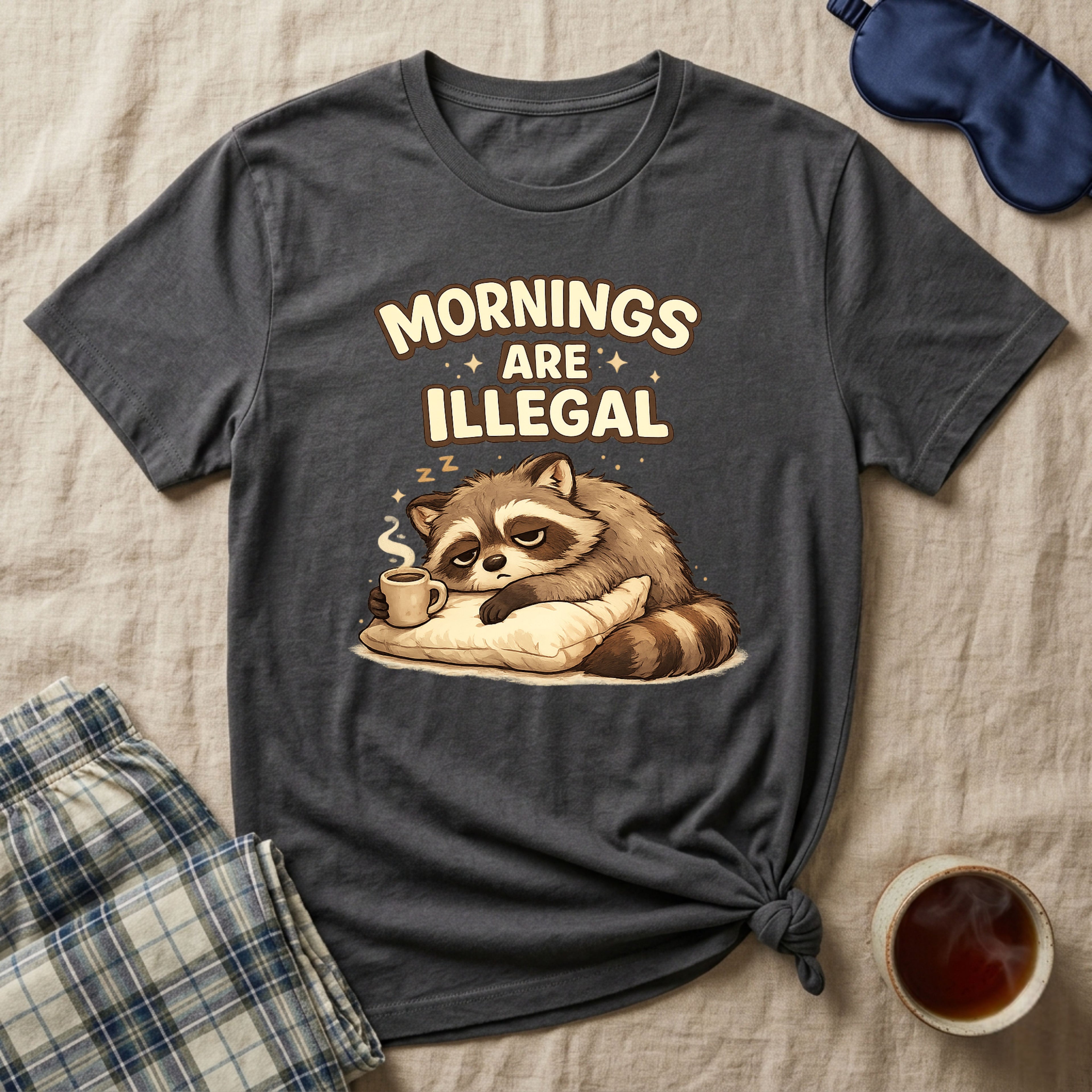 Mornings Are Illegal Raccoon T-Shirt