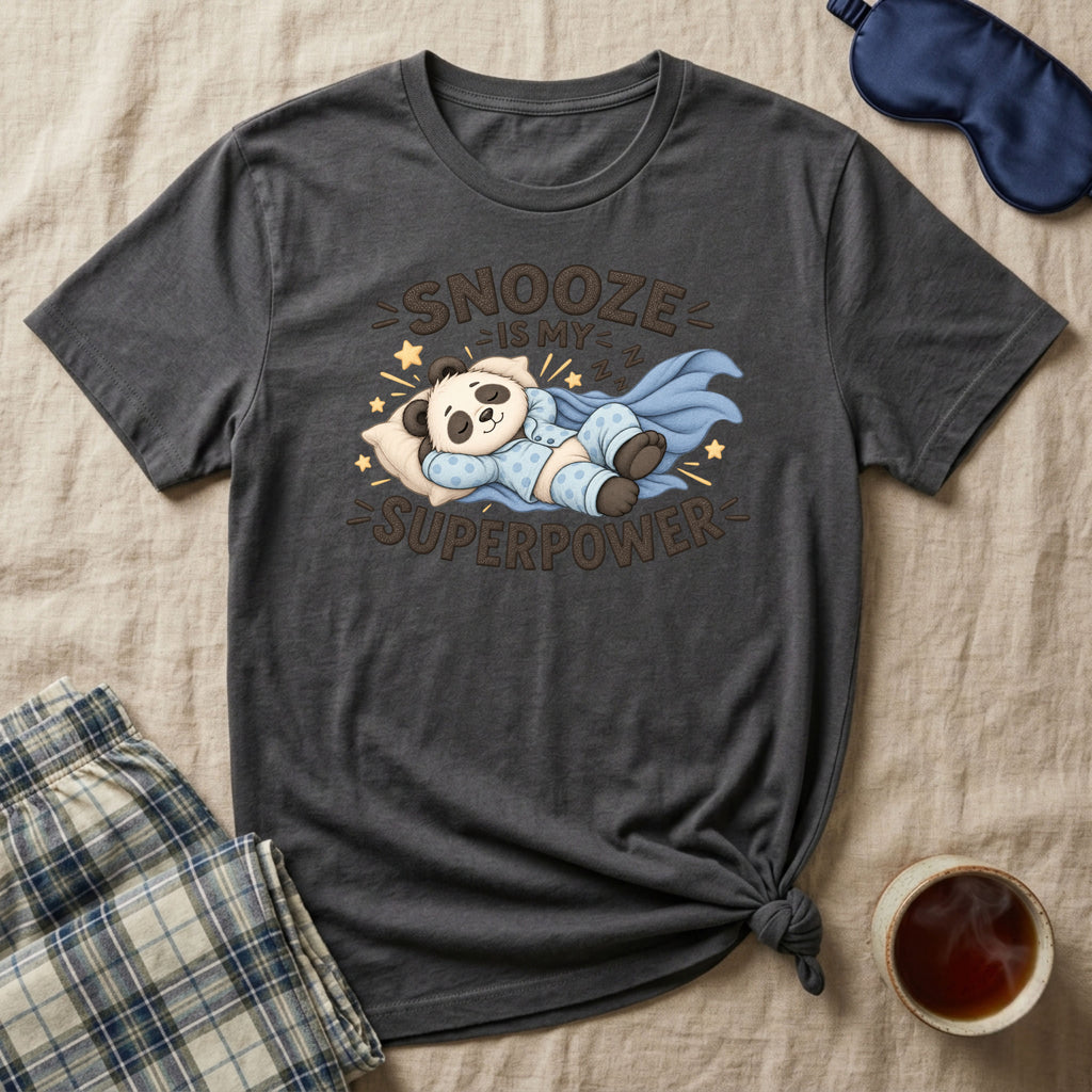 Snooze Is My Superpower Sleepy Panda T-Shirt