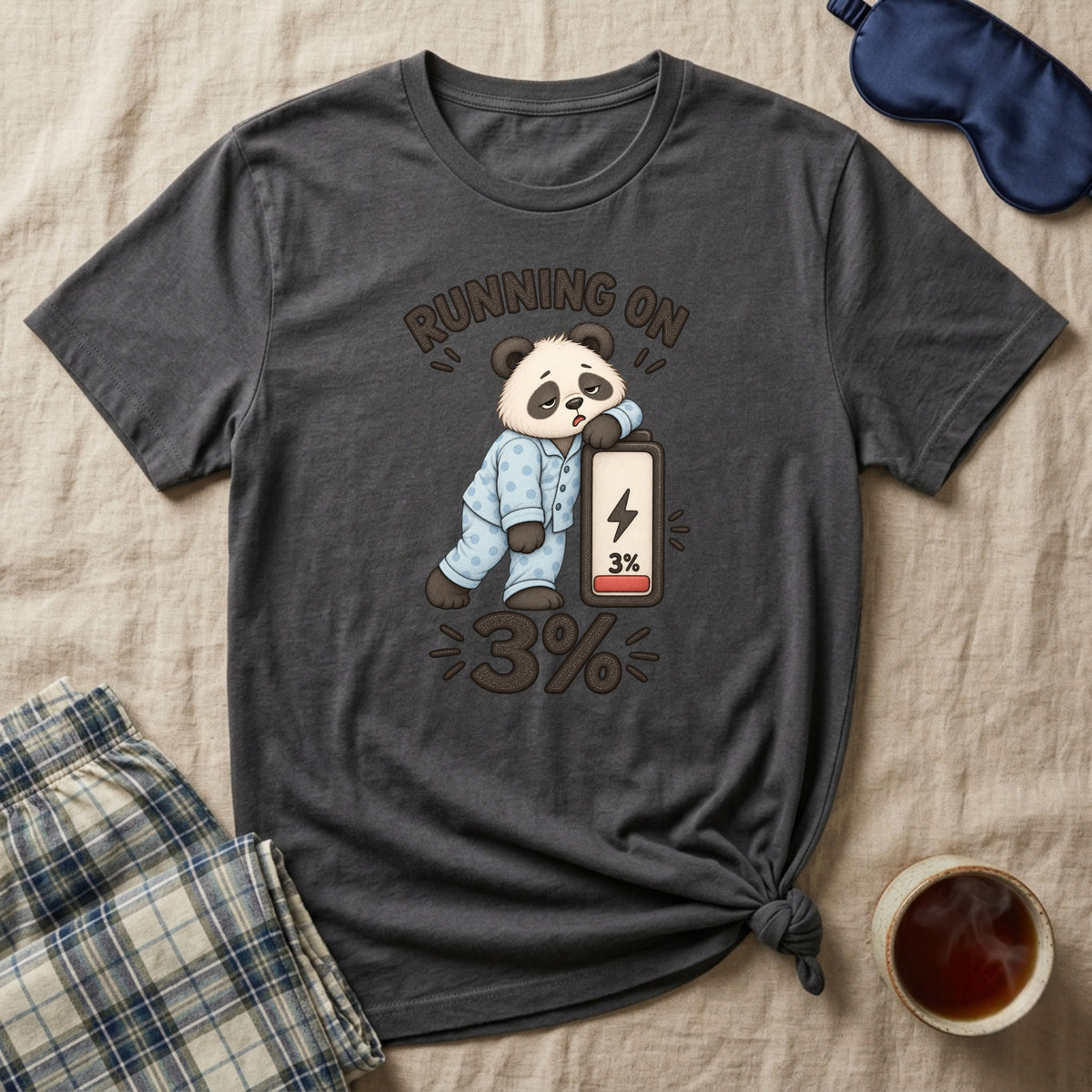 Running On 3% Sleepy Panda T-Shirt