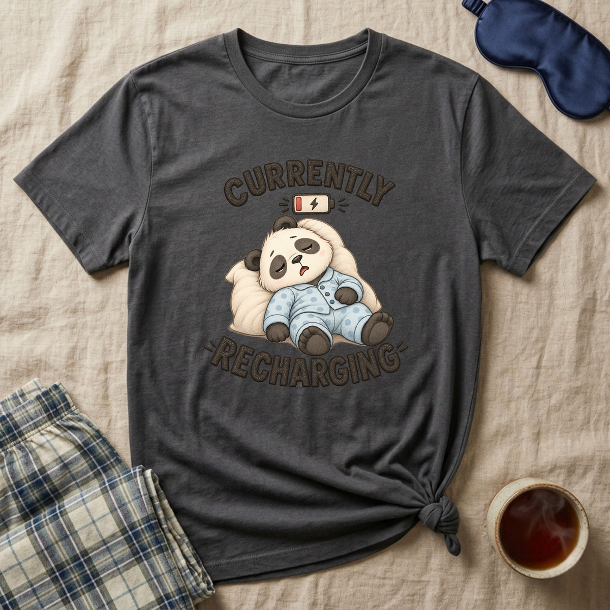 Currently Recharging Sleepy Panda T-Shirt