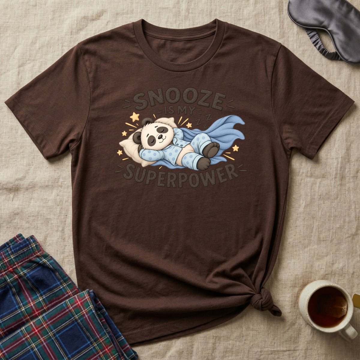 Snooze Is My Superpower Sleepy Panda T-Shirt