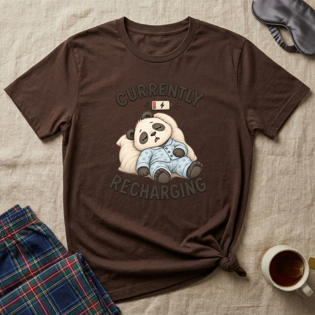 Currently Recharging Sleepy Panda T-Shirt