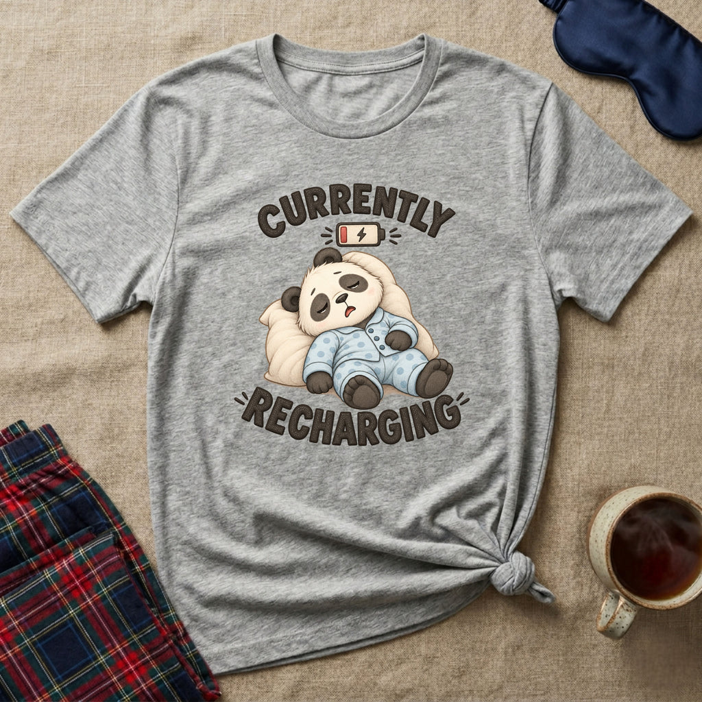 Currently Recharging Sleepy Panda T-Shirt