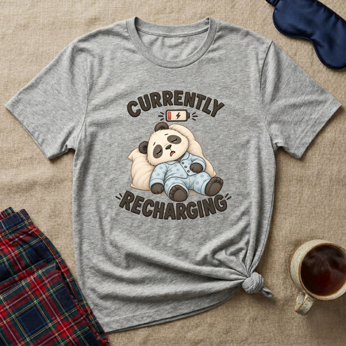 Currently Recharging Sleepy Panda T-Shirt