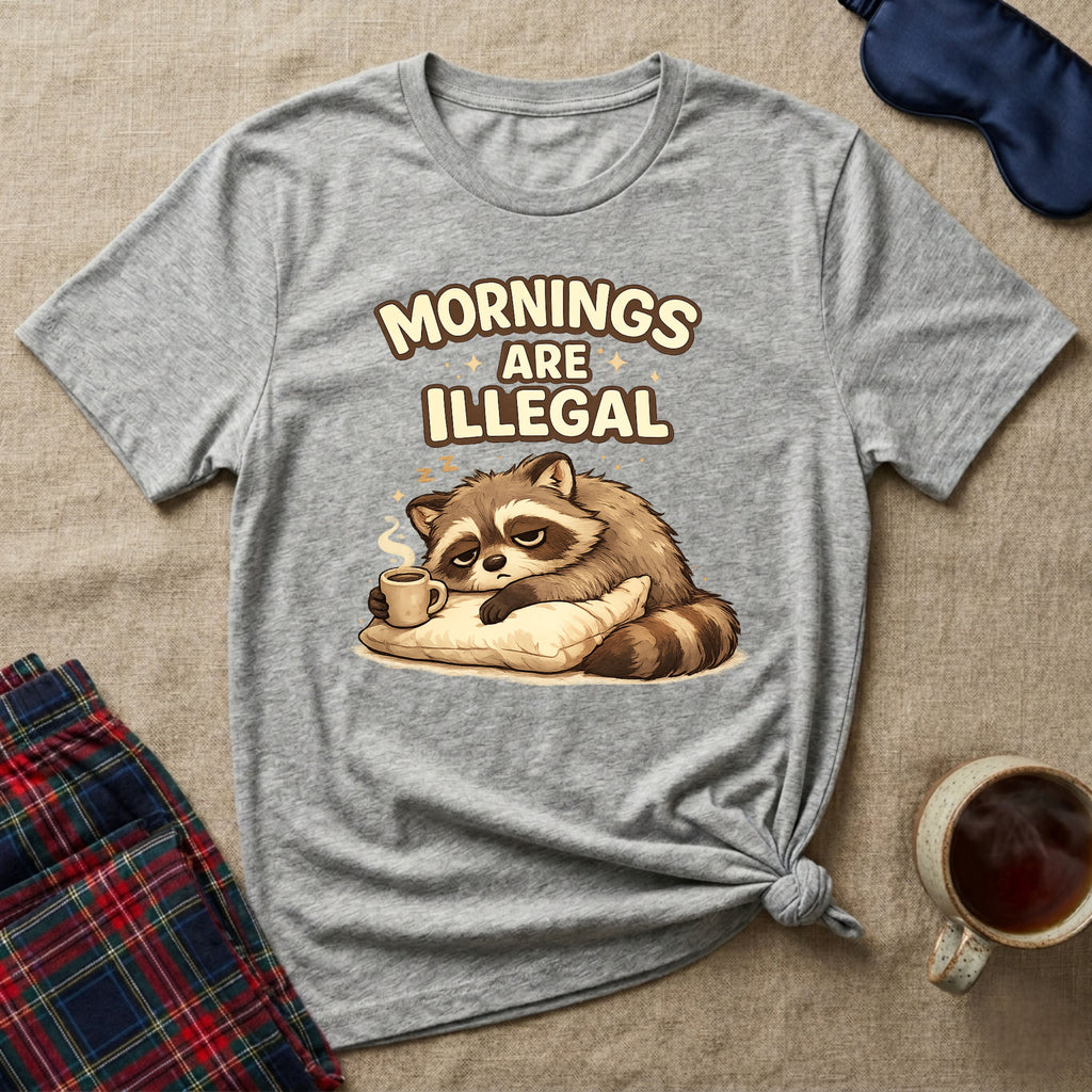 Mornings Are Illegal Raccoon T-Shirt