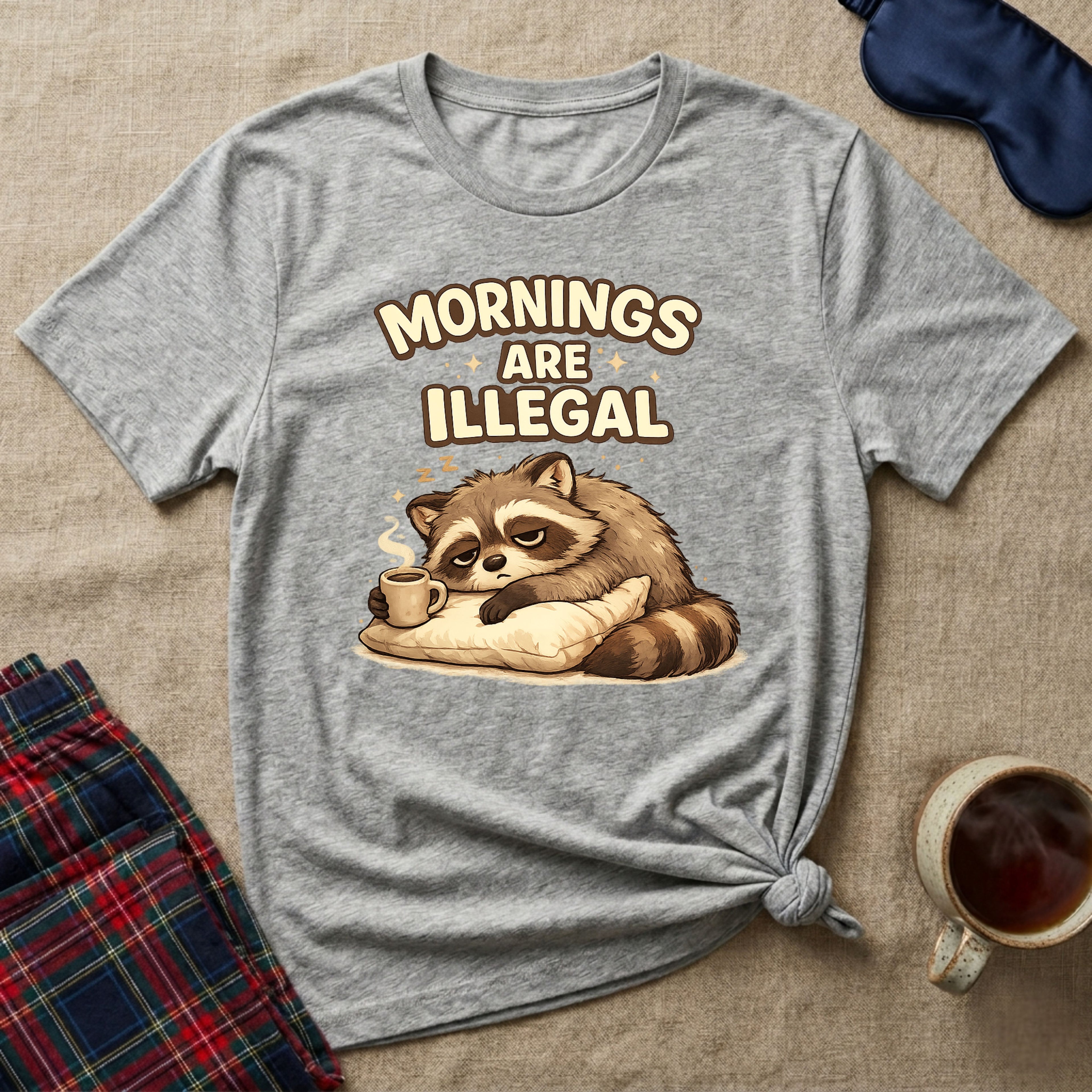 Mornings Are Illegal Raccoon T-Shirt
