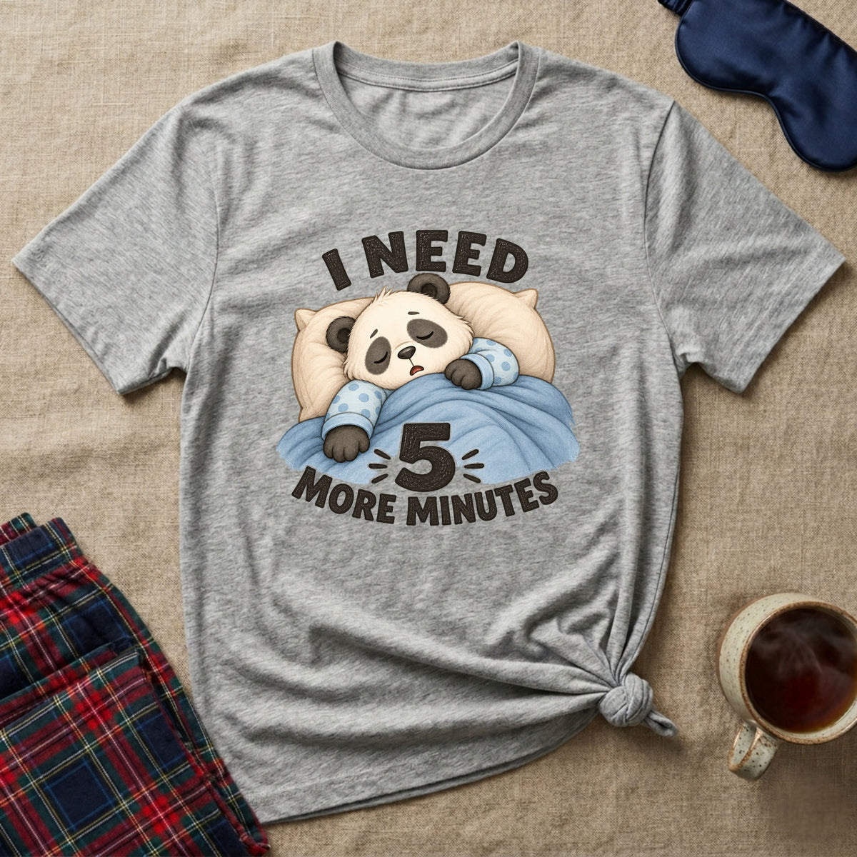 I Need 5 More Minutes Sleepy Panda T-Shirt