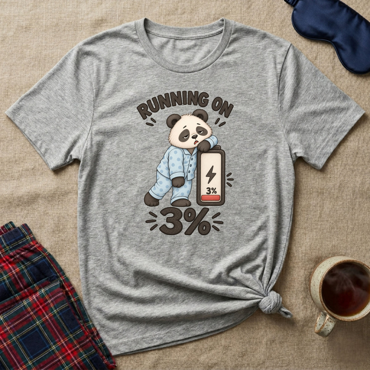Running On 3% Sleepy Panda T-Shirt