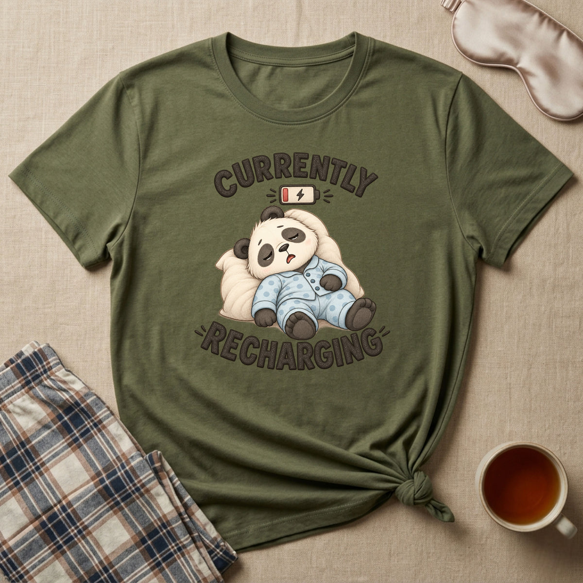 Currently Recharging Sleepy Panda T-Shirt