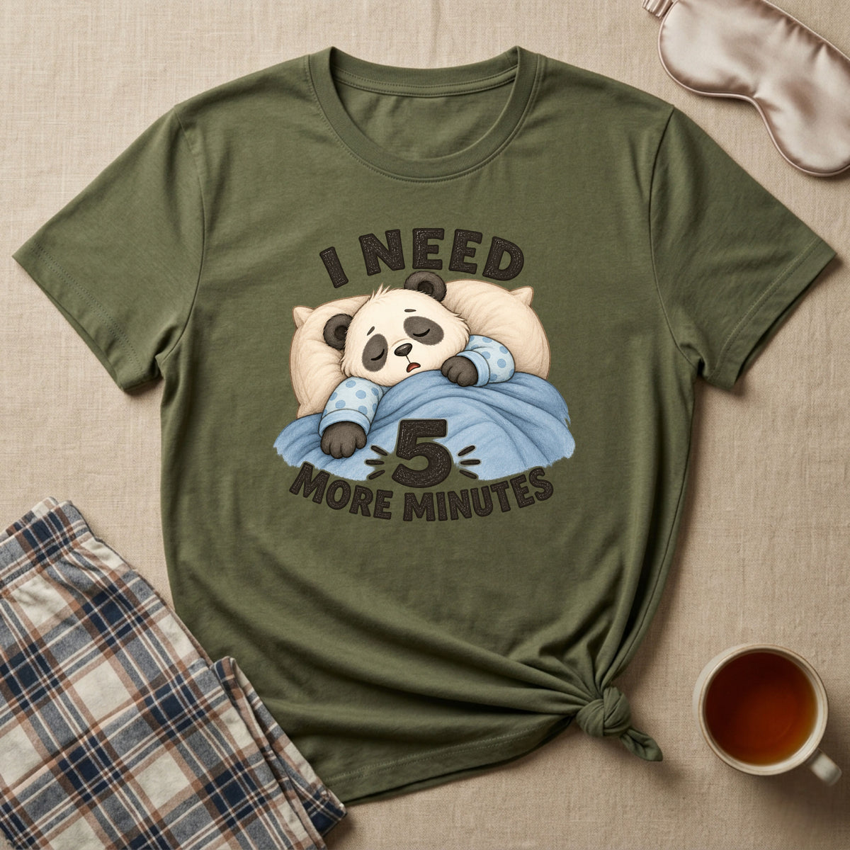 I Need 5 More Minutes Sleepy Panda T-Shirt
