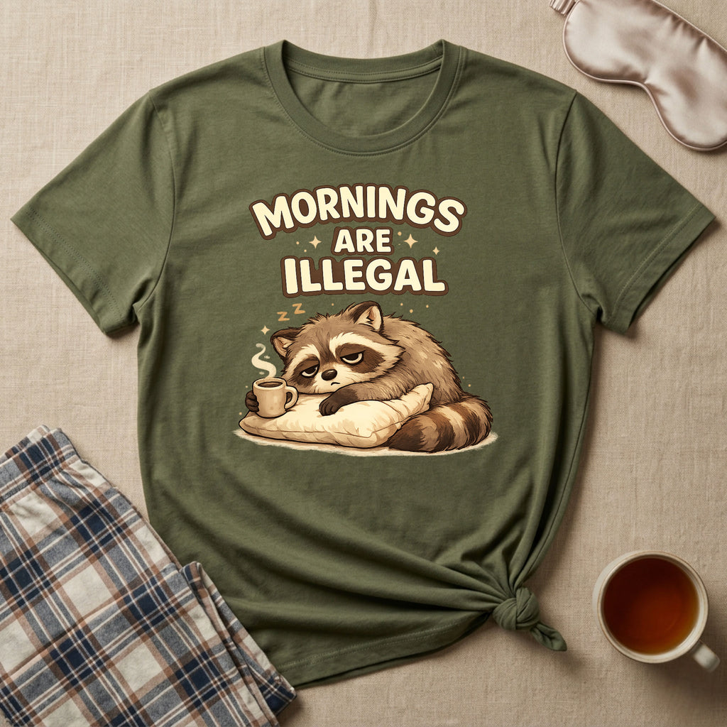 Mornings Are Illegal Raccoon T-Shirt