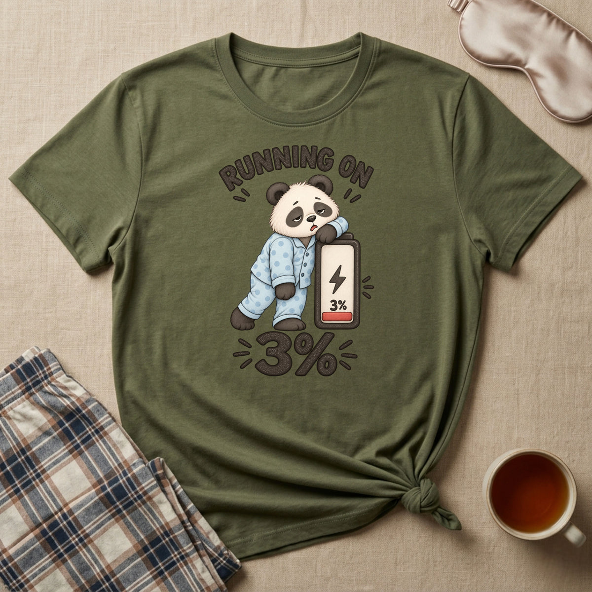 Running On 3% Sleepy Panda T-Shirt