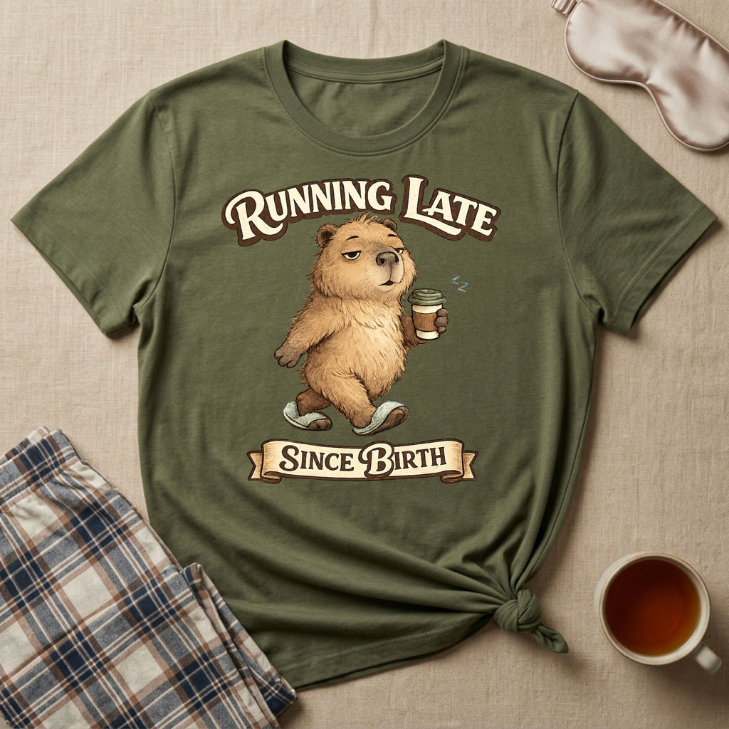 Running Late Since Birth Capybara T-Shirt
