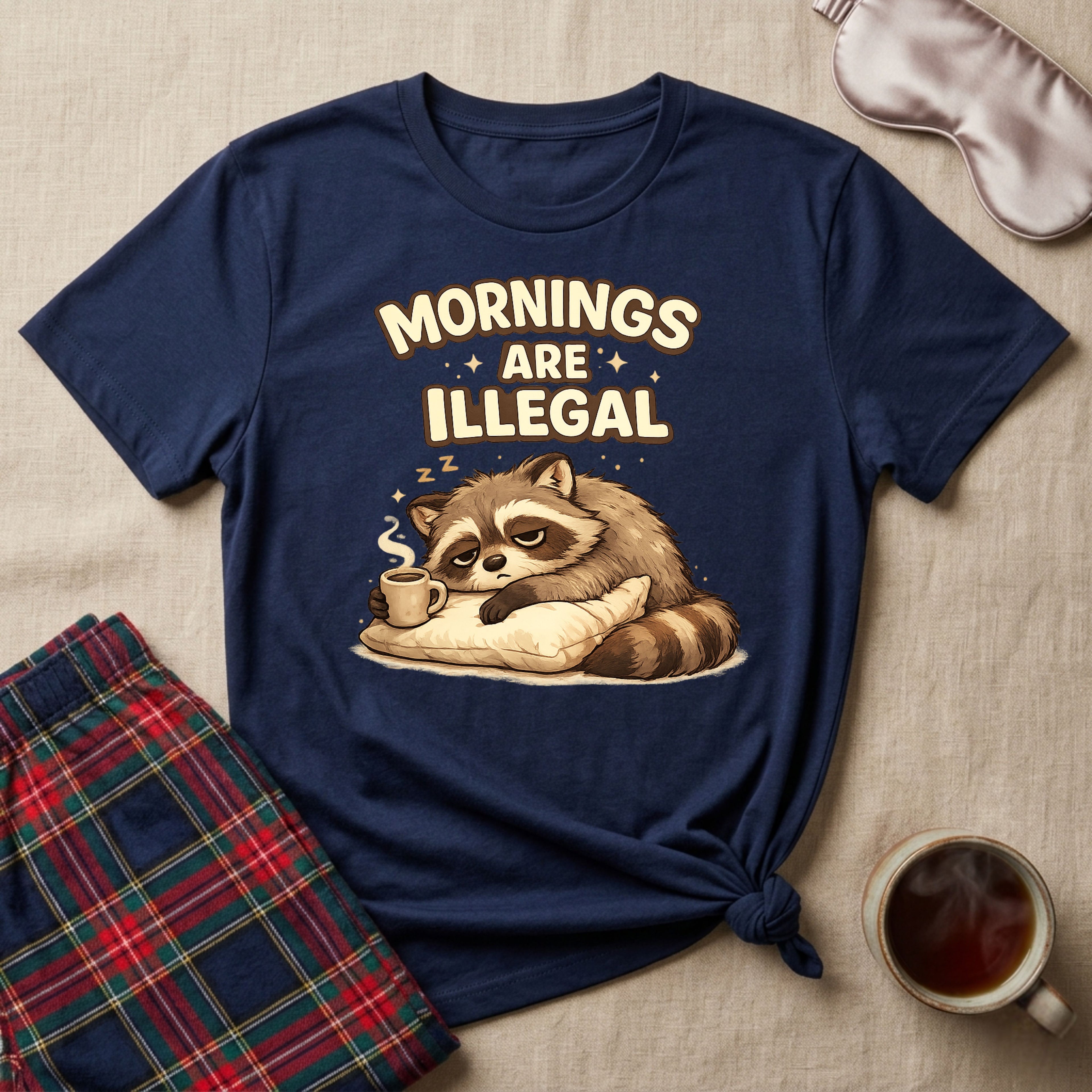 Mornings Are Illegal Raccoon T-Shirt