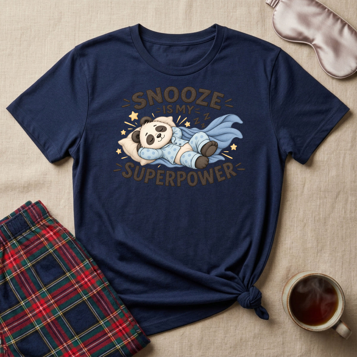 Snooze Is My Superpower Sleepy Panda T-Shirt