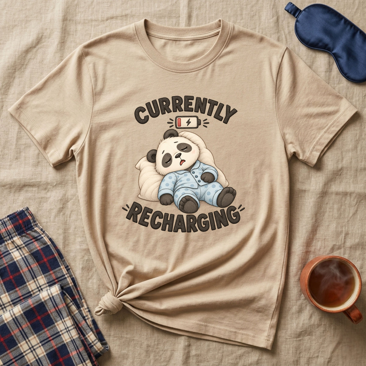 Currently Recharging Sleepy Panda T-Shirt
