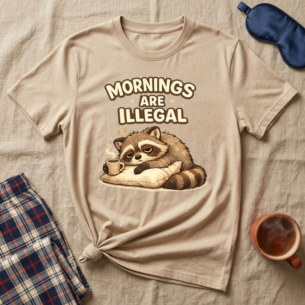 Mornings Are Illegal Raccoon T-Shirt
