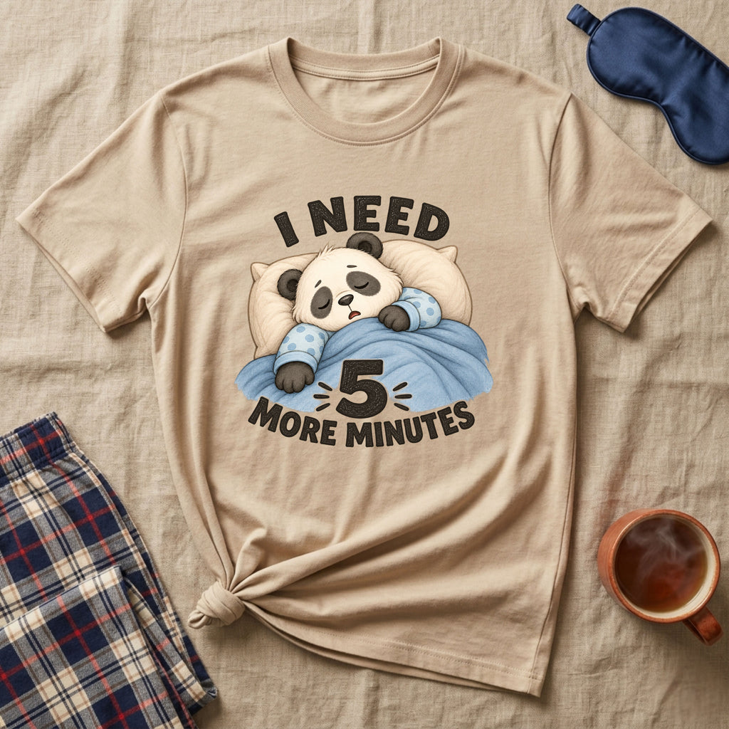 I Need 5 More Minutes Sleepy Panda T-Shirt