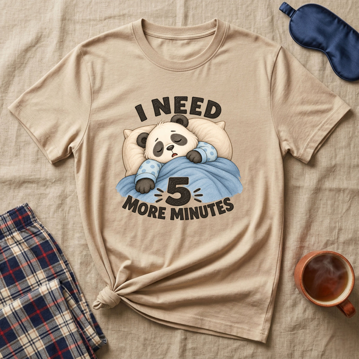 I Need 5 More Minutes Sleepy Panda T-Shirt