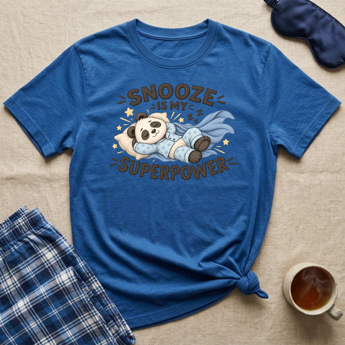 Snooze Is My Superpower Sleepy Panda T-Shirt