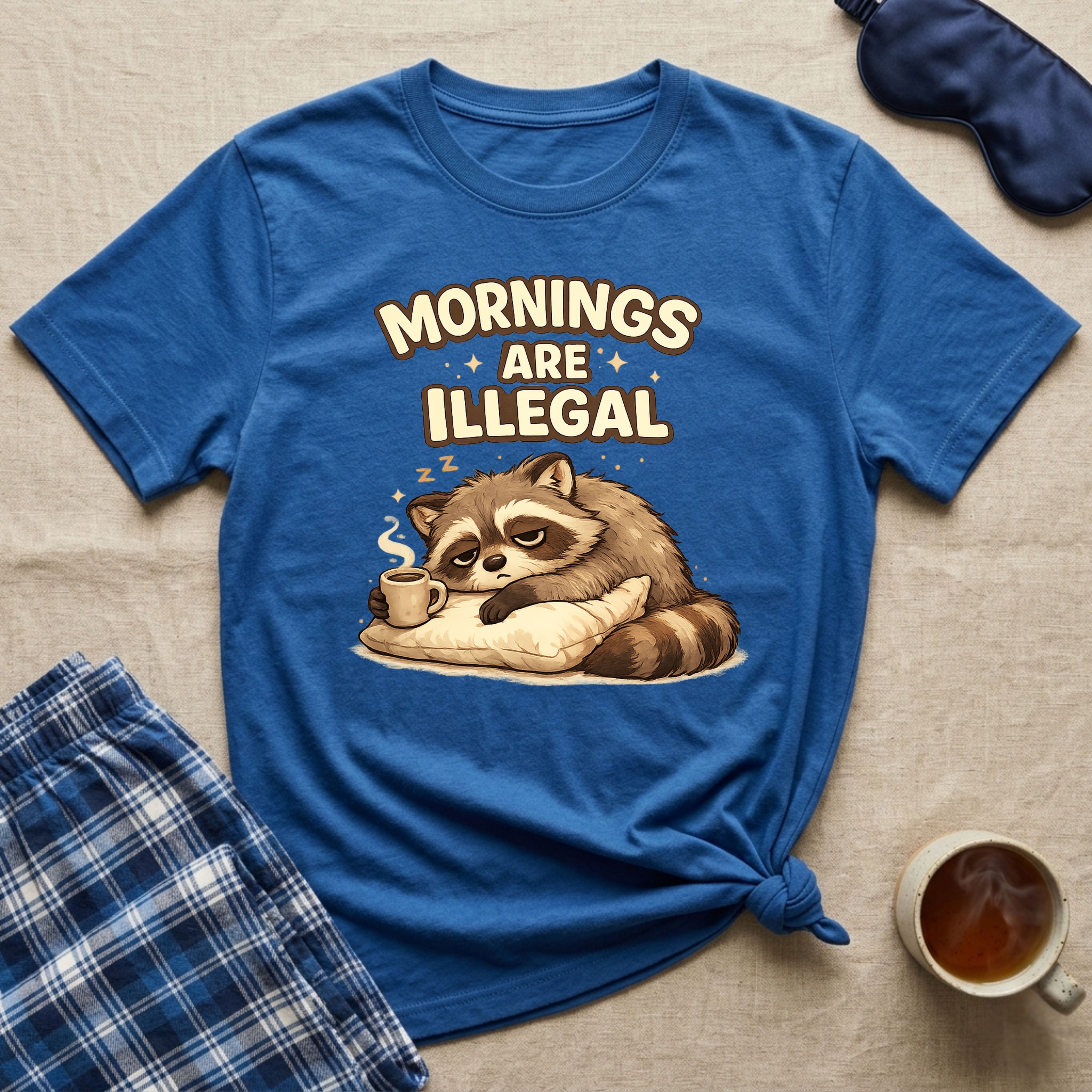 Mornings Are Illegal Raccoon T-Shirt