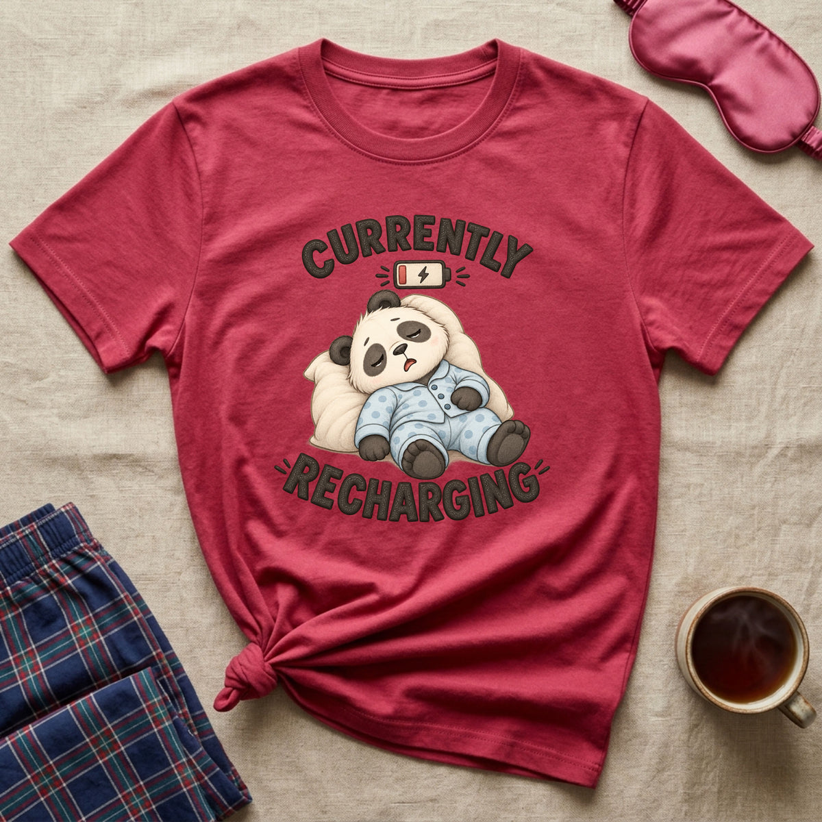 Currently Recharging Sleepy Panda T-Shirt