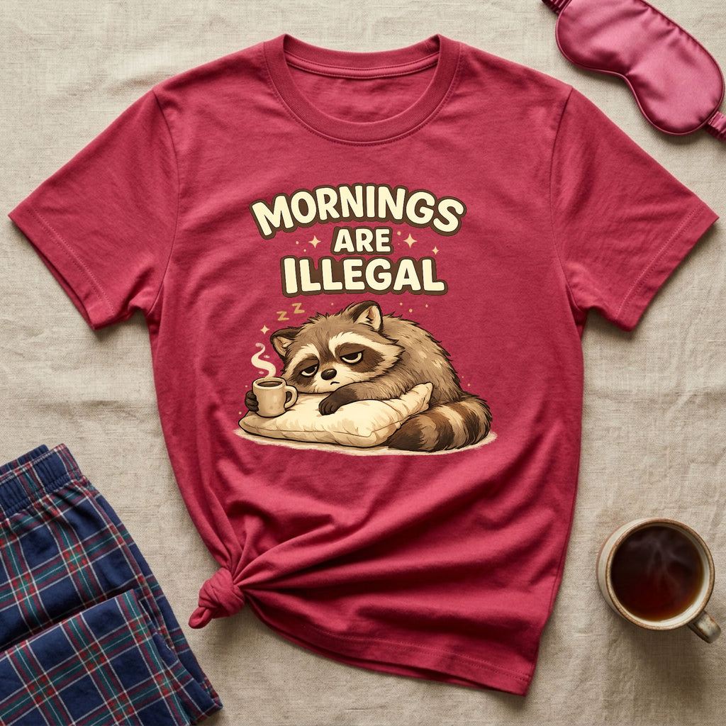 Mornings Are Illegal Raccoon T-Shirt