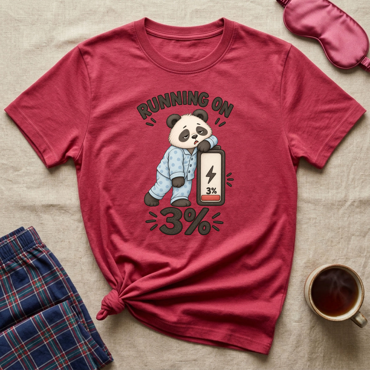 Running On 3% Sleepy Panda T-Shirt