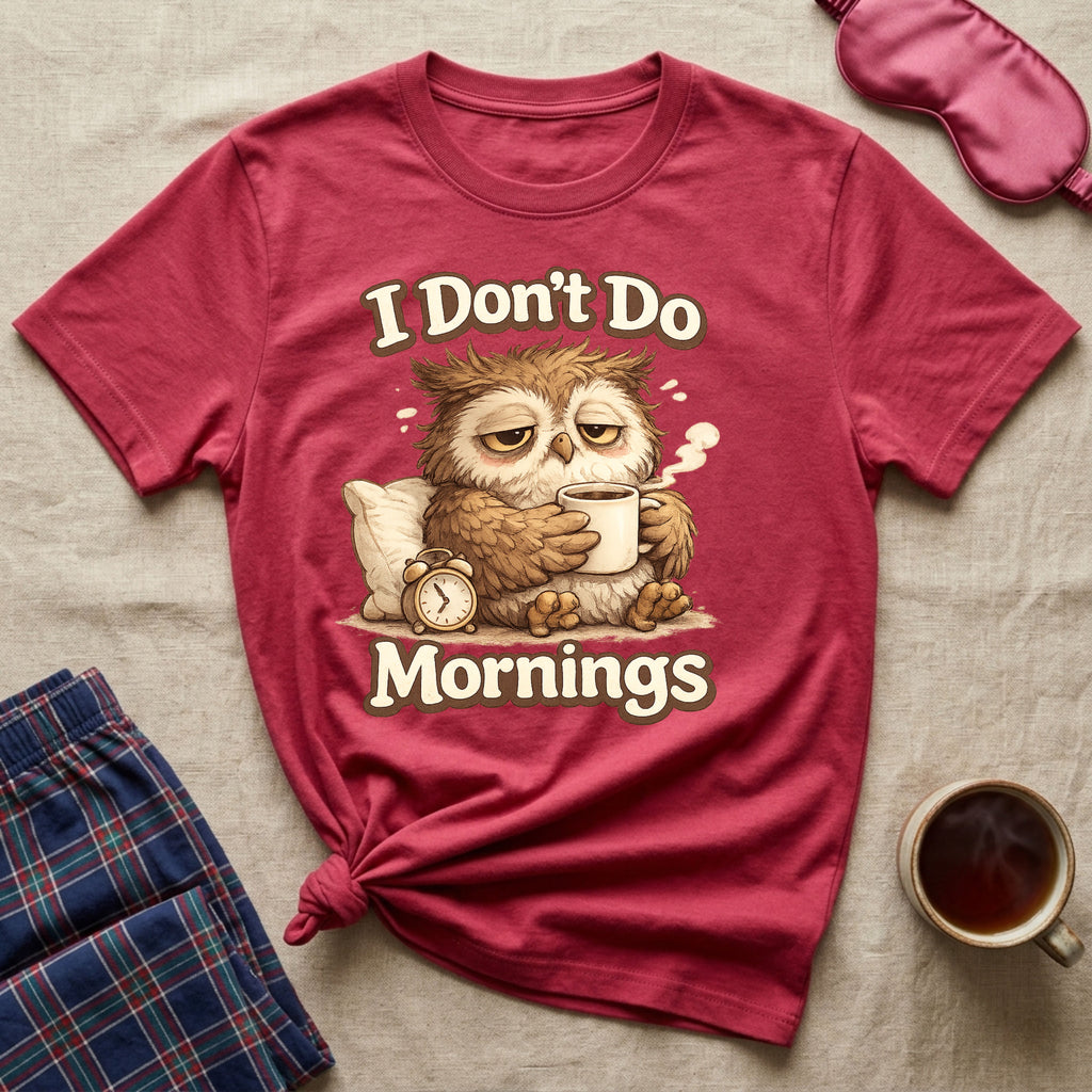 I Don't Do Mornings Owl T-Shirt