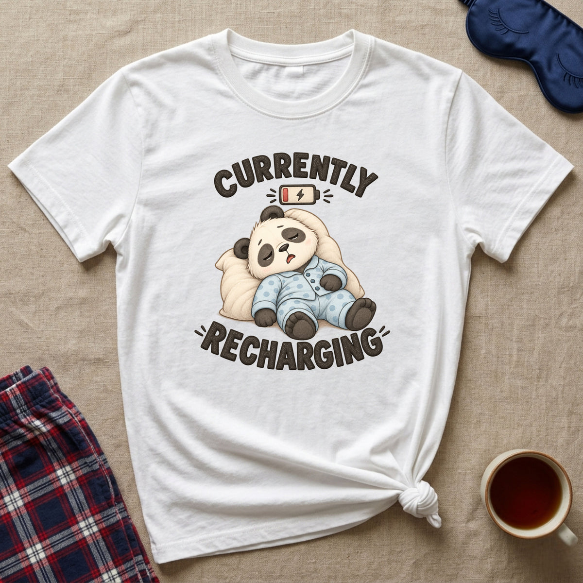 Currently Recharging Sleepy Panda T-Shirt