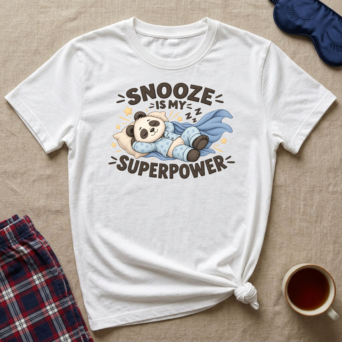 Snooze Is My Superpower Sleepy Panda T-Shirt