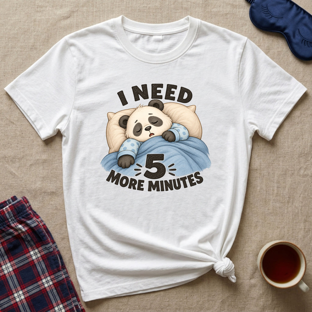 I Need 5 More Minutes Sleepy Panda T-Shirt