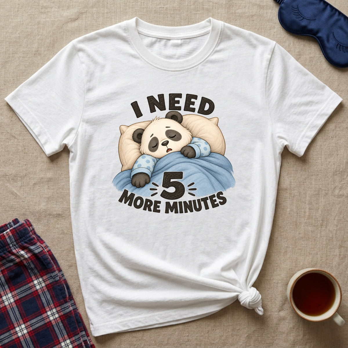 I Need 5 More Minutes Sleepy Panda T-Shirt