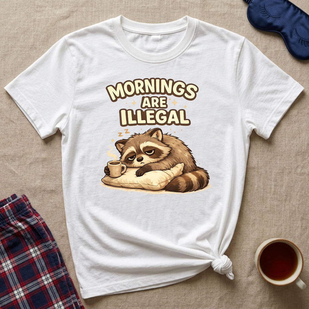 Mornings Are Illegal Raccoon T-Shirt