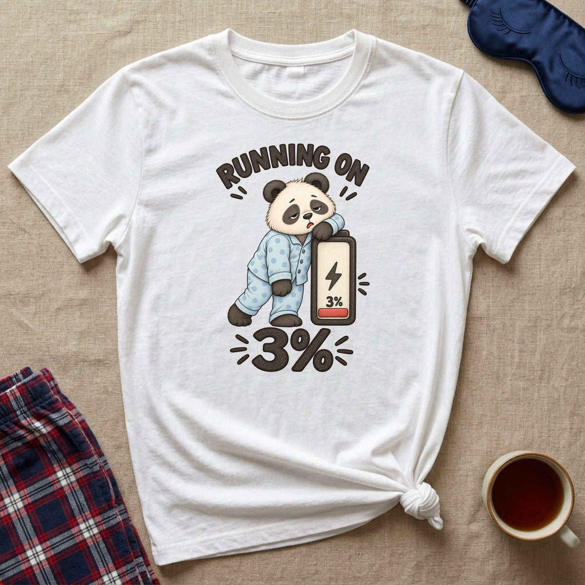 Running On 3% Sleepy Panda T-Shirt